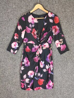 Tokito Dress Womens Size 8 Black Floral Stretch